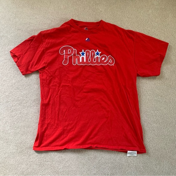 Majestic Red Phillies Short Sleeve Tee - Picture 1 of 3